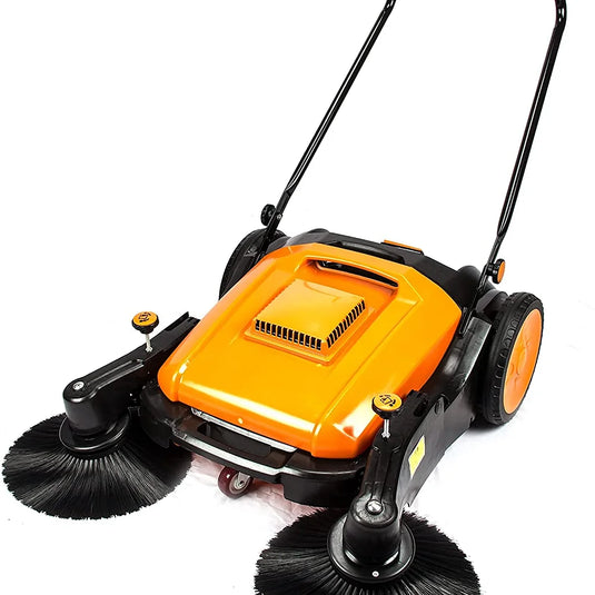 SUNMAX 38" Manual Push Powered Floor Sweeper with Triple Brooms | RT980S