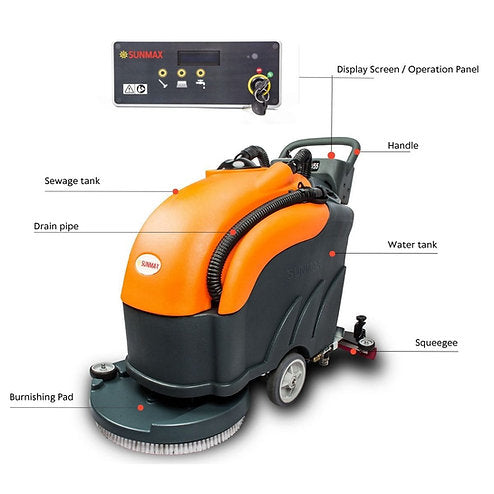 Load image into Gallery viewer, SUNMAX 22&quot; Walk-behind Automatic Floor Scrubber Machine | RT50+
