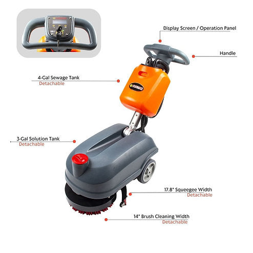 Load image into Gallery viewer, SUNMAX 14&quot; Deep Clean Floor Scrubber Battery Powered | RT15
